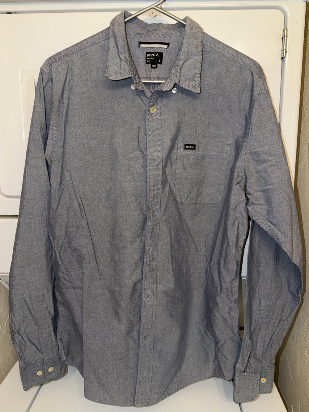 RVCA Men's Button-Up Shirt in Light Blue Chambray